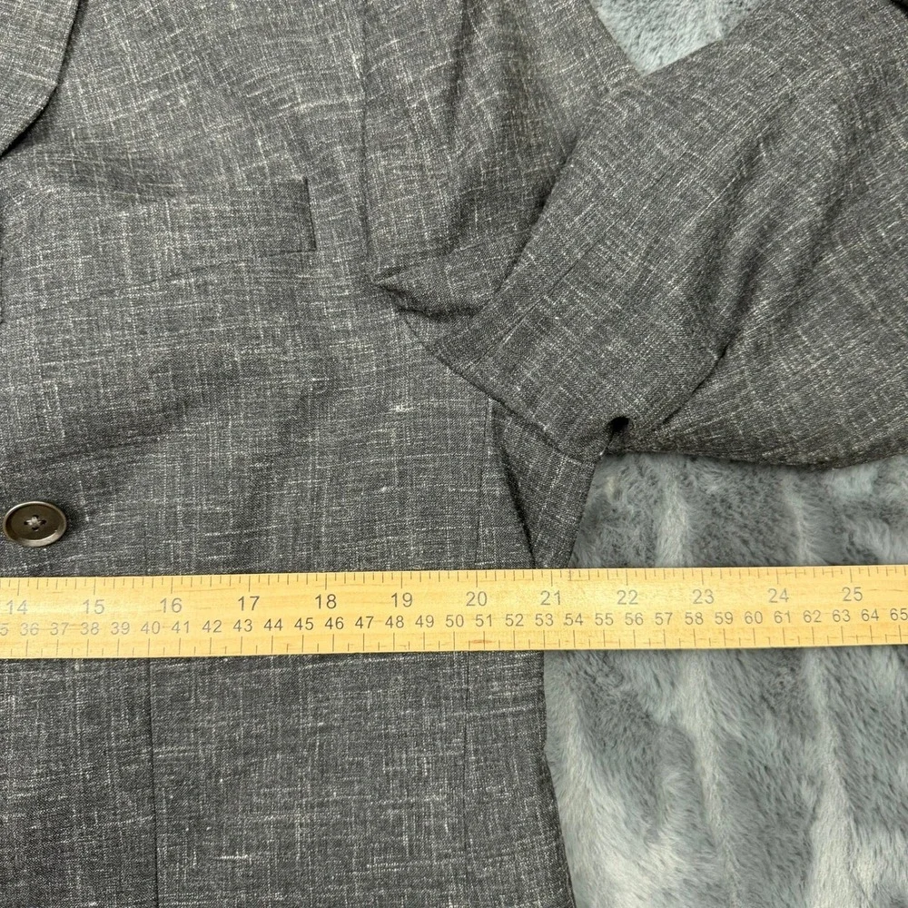 Paul Fredrick Mens 42L Double Breasted Wool Silk Linen Blazer Black JUR004W